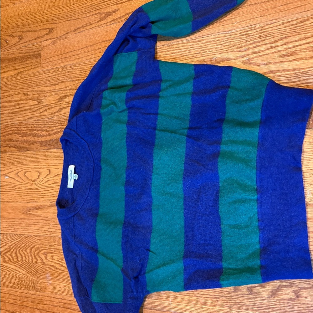 Madewell Blue and Green Striped Sweater